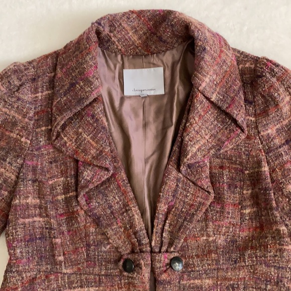 Classiques Entier | 3/4 Sleeve Cotton Wool Alpaca Blend Tweed Open Jacket (L) - Picture 5 of 16